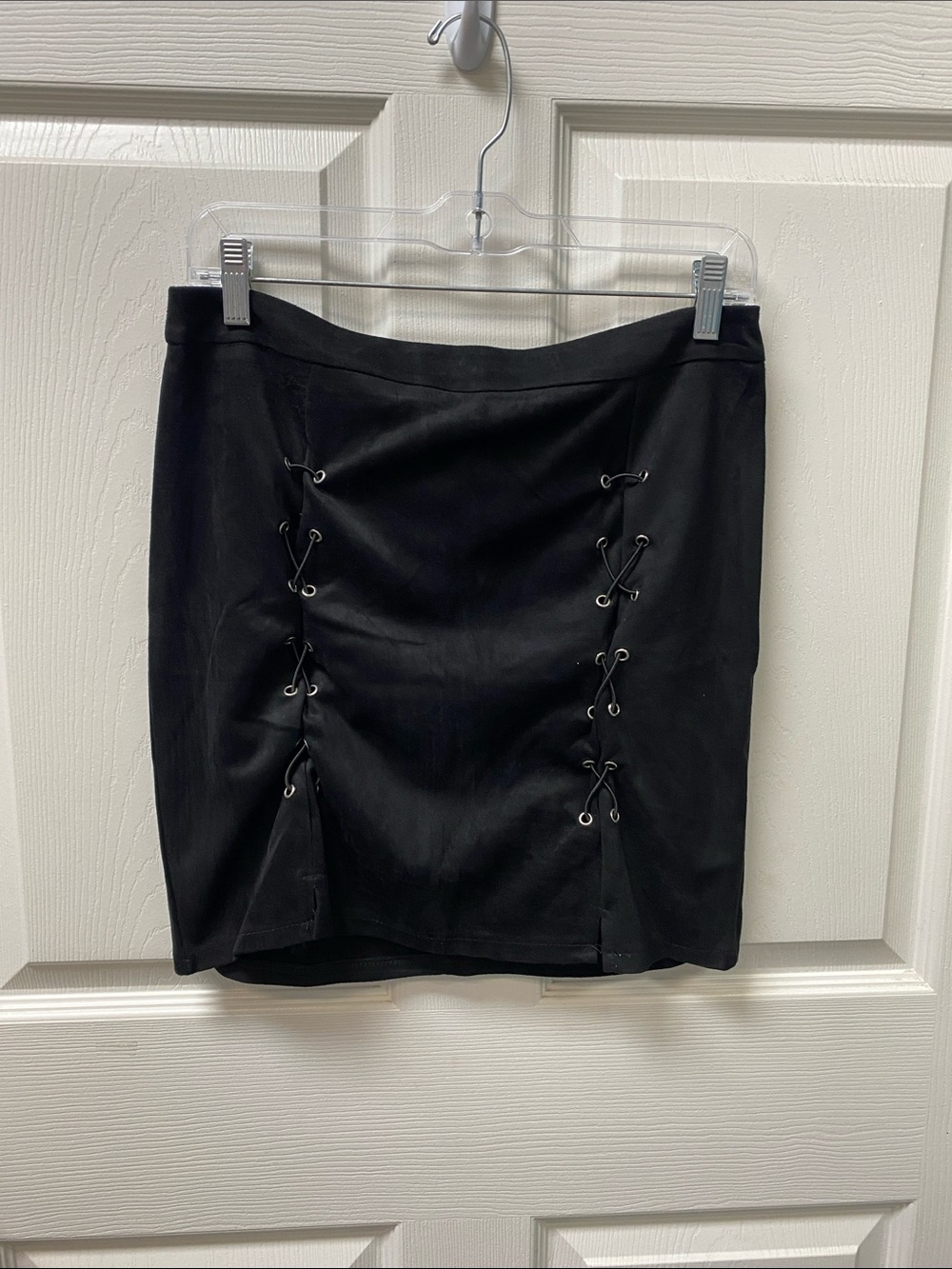 Black Lace-Up Mini Skirt